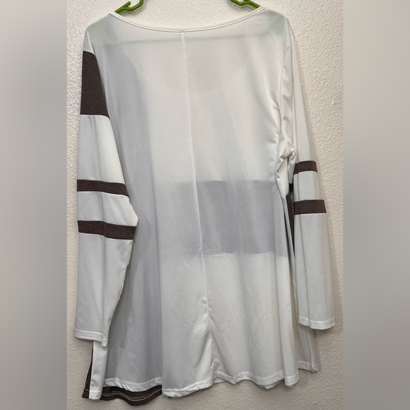 ROSEGAL Color Block Long Sleeve T - Shirt size 4X(26/28) Brown and Cream - Picture 2 of 5